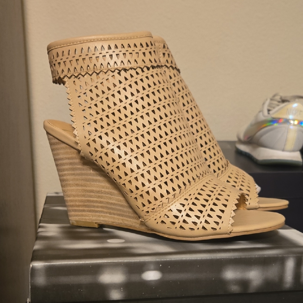 CCOCCI Beige Cutout Wedge Sandals